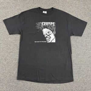 Vintage The Cramps Band Shirt Mens Large Black Bad Music For Bad People Y2K